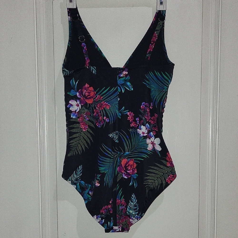 Aqua Green Women's UPF 50 Waist Detail Over The Shoulder One Piece Swimsuit - Picture 9 of 9